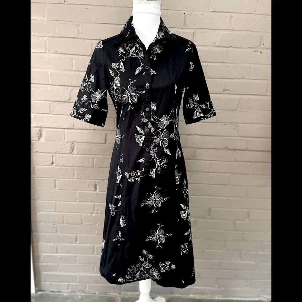 H&M black floral print dress  S